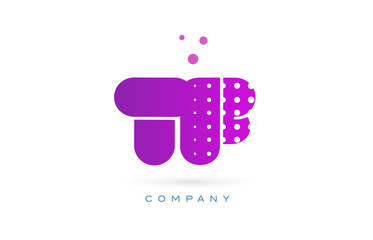 tf t f pink dots letter logo alphabet icon