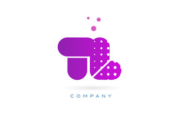 tl t l pink dots letter logo alphabet icon