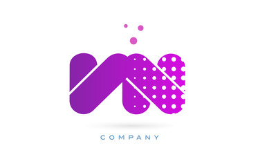 vn v n pink dots letter logo alphabet icon