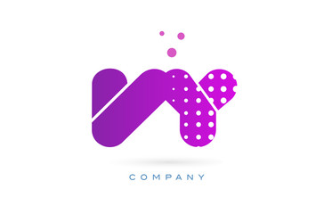 vy v y pink dots letter logo alphabet icon