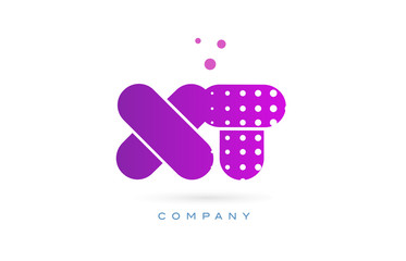 xt x t pink dots letter logo alphabet icon