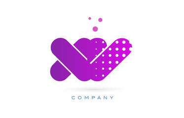 xv x v pink dots letter logo alphabet icon