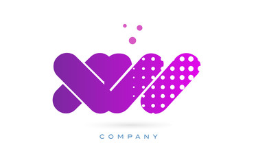 xw x w pink dots letter logo alphabet icon