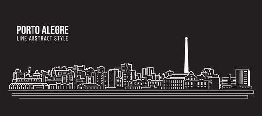 Cityscape Building Line art Vector Illustration design - Porto alegre city