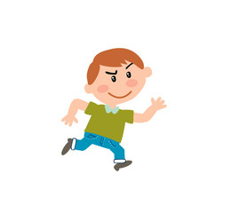 Fototapeta na wymiar Cartoon character boy running; isolated vector illustration.