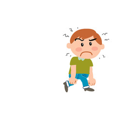 Cartoon character boy, angry; isolated vector illustration.