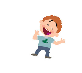 Obraz premium Cartoon character boy cheerful; isolated vector illustration.
