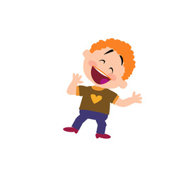 Cartoon character boy cheerful; isolated vector illustration.