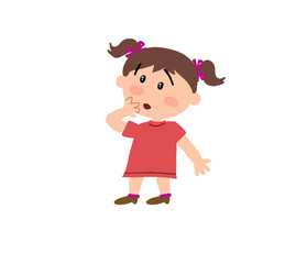 Obraz na płótnie Canvas Cartoon character girl in surprise; isolated vector illustration.