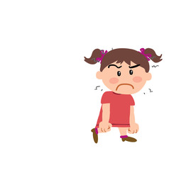 Cartoon character girl, angry; isolated vector illustration.