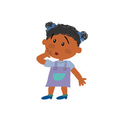 Fototapeta premium Cartoon character girl in surprise; isolated vector illustration.