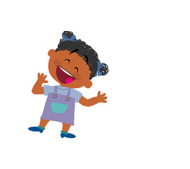 Cartoon character girl cheerful; isolated vector illustration.