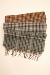 Still life of colorful scarves, draped on table, isolated neckerchief, Women Accessories