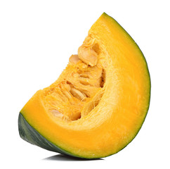 Slice of pumpkin isolated on white background