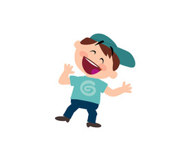 Cartoon character boy cheerful; isolated vector illustration.