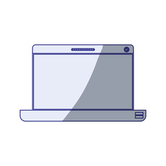 white background with blue shading silhouette of laptop computer in front view vector illustration