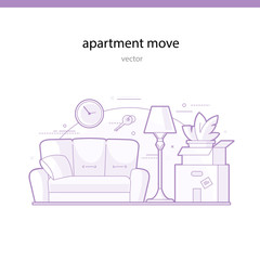 Apartment move line vector illustration
