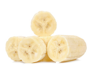 Slice of banana isolated on white background