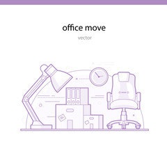  Office move line vector illustration