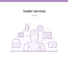 Loader services line vector illustration