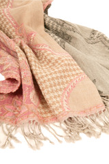 Still life of colorful scarves, draped on table, isolated neckerchief, Women Accessories