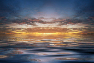 Sunset in the river with beautiful light.
