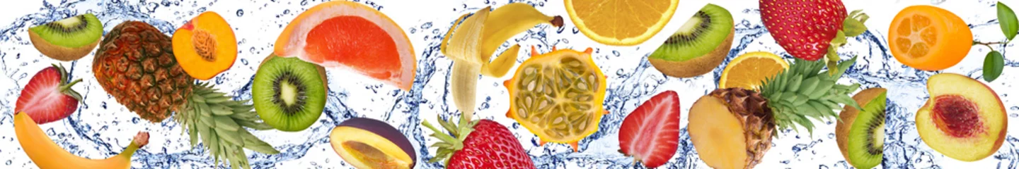Crédence de cuisine en verre imprimé Fruits Fruits et eau