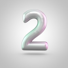 Glossy perl number 2 isolated on white background