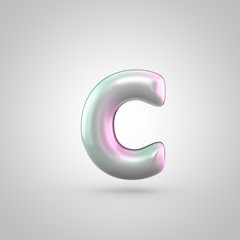 Glossy perl letter C uppercase isolated on white background