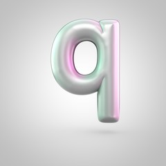 Glossy perl letter Q uppercase isolated on white background