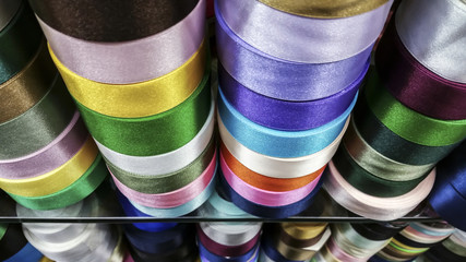 Colorful ribbon in roll
