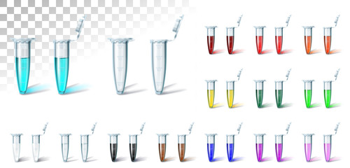 Set test tube multi color on transparent