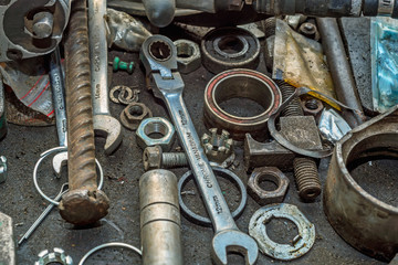 Old nuts and bolts background