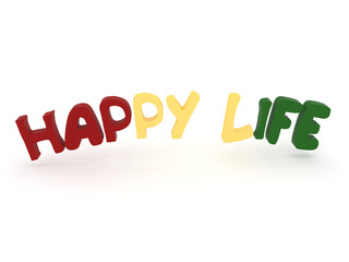 3d rendering inscription happy life.