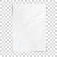 Realistic white sheet of crumpled paper. Wrinkled paper texture. Template background for your text. Vector illustration. - 159895359