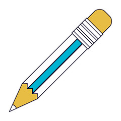 white background with color sections silhouette of pencil with eraser vector illustration
