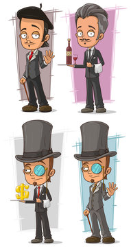 Cartoon Intelligent In Suit Character Vector Set