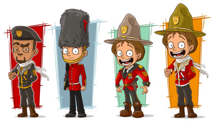 Cartoon soldier and rangers character vector set