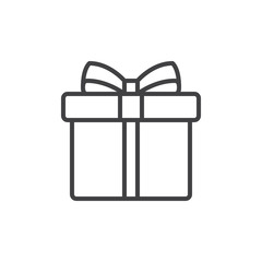 Gift box with ribbon line icon, outline vector sign, linear style pictogram isolated on white. Symbol, logo illustration. Editable stroke. Pixel perfect