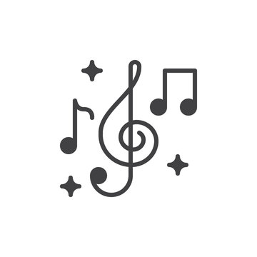 Treble clef and music notes icon vector, filled flat sign, solid pictogram isolated on white. Music symbol, logo illustration. Pixel perfect