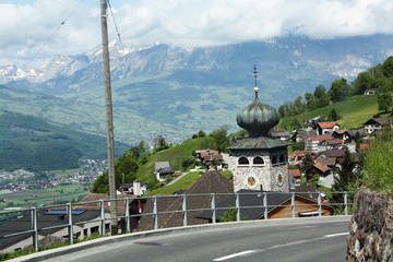 Road in Alps in Lichtenstein