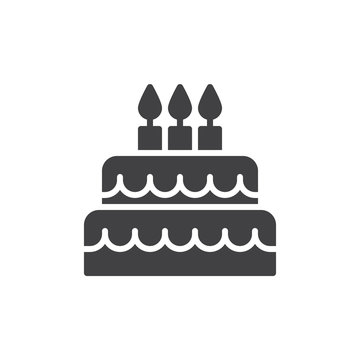 Birthday cake icon vector, filled flat sign, solid pictogram isolated on white. Symbol, logo illustration. Pixel perfect