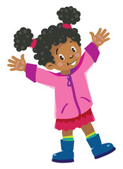 Funny little african girl waving by hand