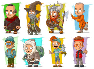 Cartoon cool funny different characters vector set