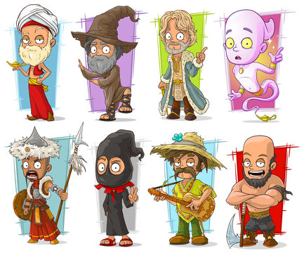 Cartoon cool funny different characters vector set