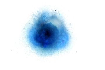 Abstract, blue explosion of fire against white background