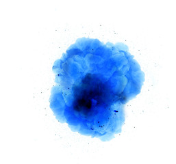 Abstract, blue explosion of fire against white background