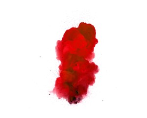 Abstract, red explosion of fire against white background