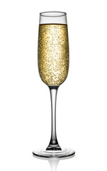 Glass of champagne isolated on white background