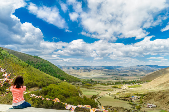 View on Tagong grassland in Sichuan province 
